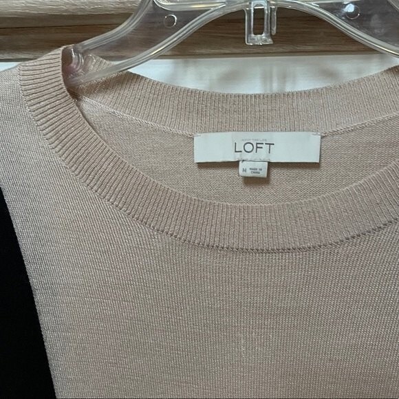 LOFT Ann Taylor Color Block Light Weight Sweater in Tan and Black M - Picture 3 of 8